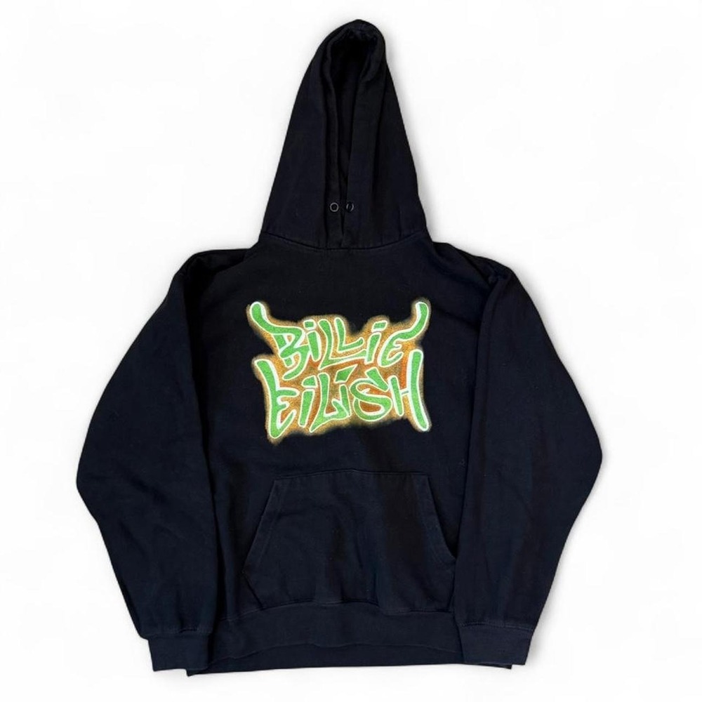 Billie Eilish Black Pullover Hoodie Adult Size Large Music Goth Sweatshirt